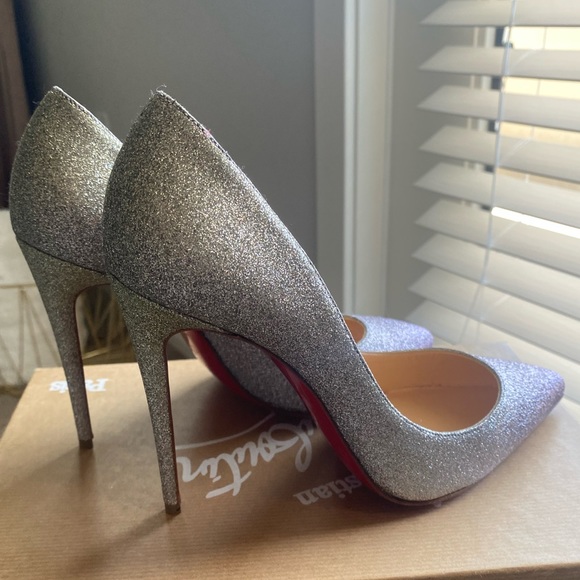 Christian Louboutin Pigalle Follies 100mm Glitter Mini Degrade - Drage Silver - Picture 15 of 15